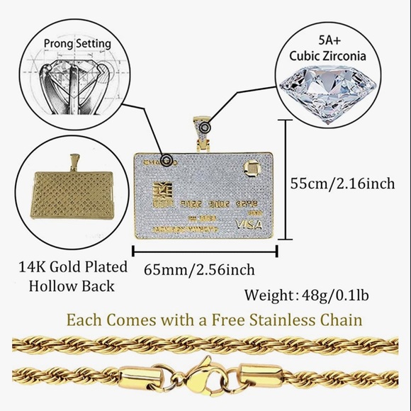 Custom made credit card pendant list name you want on it below! Ready in 13 days - Picture 15 of 16